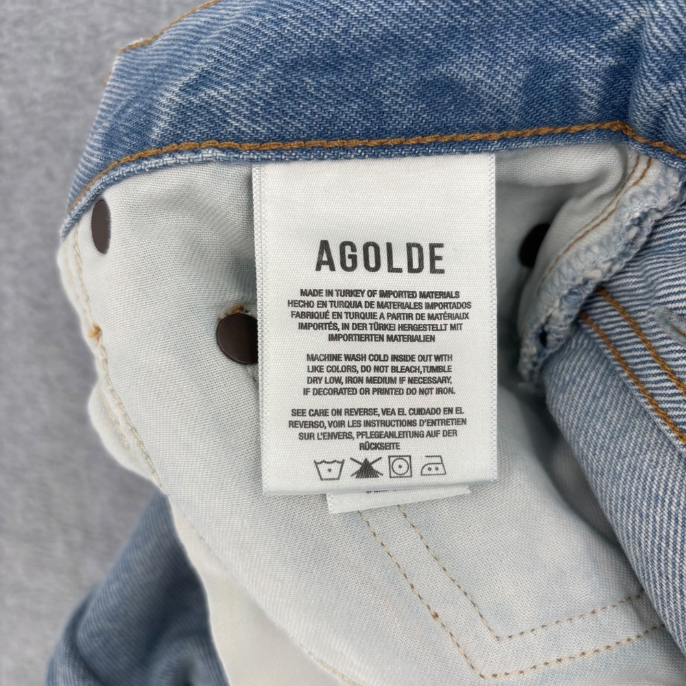 AGOLDE Dee Short Womens 26 Blue Distressed High Rise Button Fly Denim Cutoffs - Picture 8 of 10